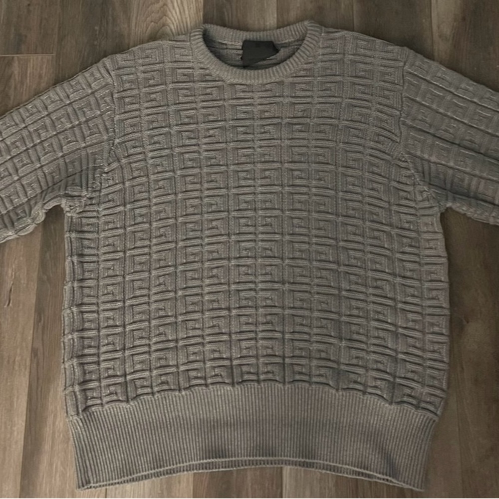 Givenchy Gray Crewneck Sweater with Geometric Pattern